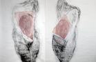 Monika Weiss
Two Laments Drawing Series (Diptych 1)
2015
Rubber latex, found photography, charcoal, dry pigment on rice paper
70 x 38 in. each panel