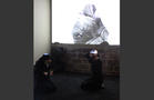 Monika Weiss
Wrath (Shrouds)
2015
Digital film projection, sound composition and performance
View of the artist performance with participation of Gillian Lipton, dancer, at the (Un)Scene Art Show, Armory Week, New York, March 2015